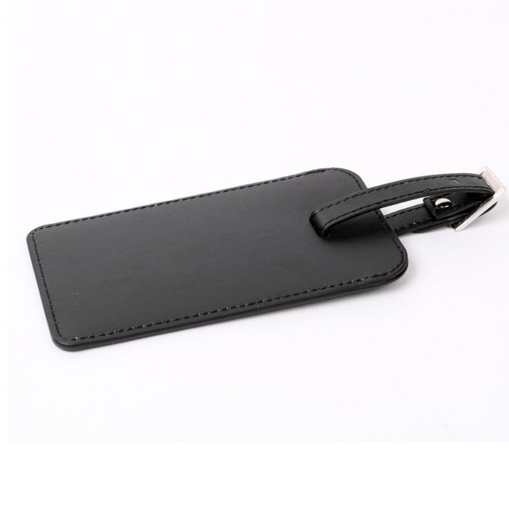 Black‎ Faux Leather Luggage Tag with Privacy Flap and Buckle Strap 4 in total